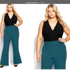 NEWT CITY CHIC Teal High-Waisted Flare Pants